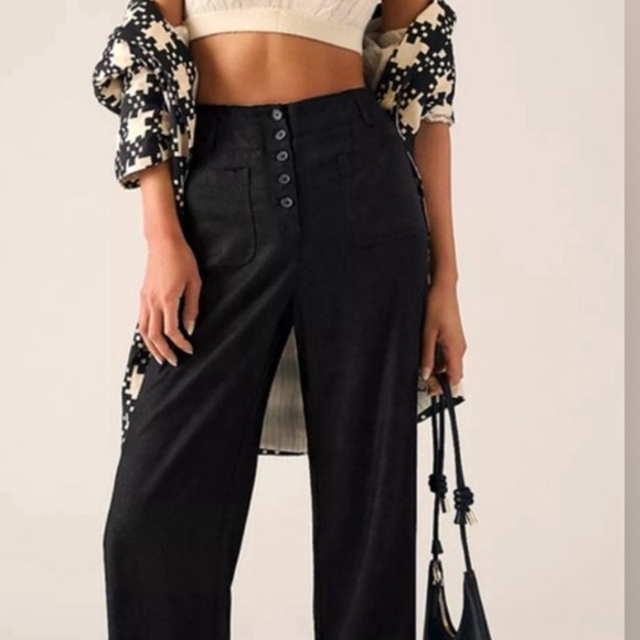 Anthropologie Twenty Six Hundred Black HR Linen Blend Pants size 6 - Picture 5 of 9